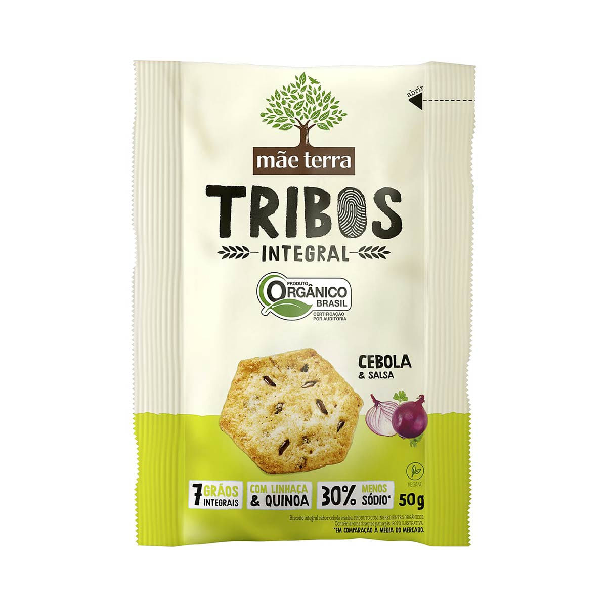 Snack Orgânico Mãe Terra sabor Cebola e Salsa Tribos 50g