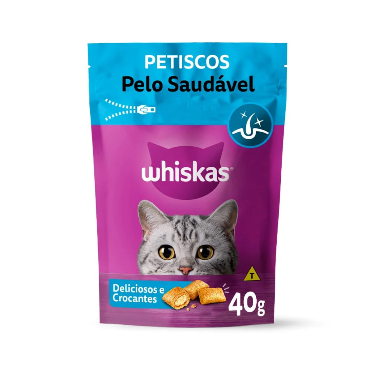 Petisco para Gatos Adultos Pelo Saudável Whiskas Temptations 40g