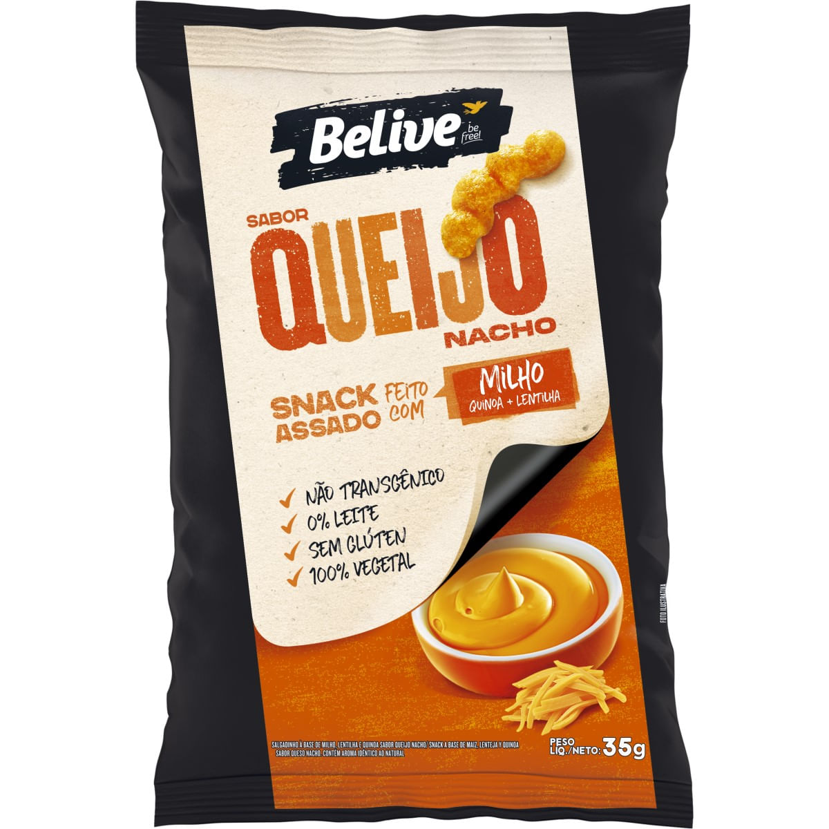 Snacks de Milho Belive Queijo Nacho 35 g