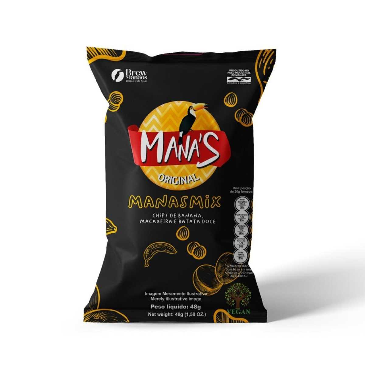 Chips de Banana com Macaxeira e Batata Doce Manas 48 g