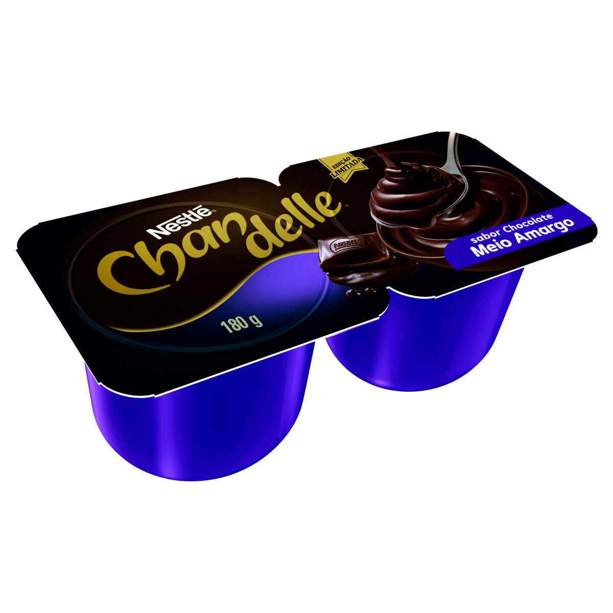 Sobremesa Láctea de Chocolate Meio Amargo Chandelle 180g com 2 Unidades