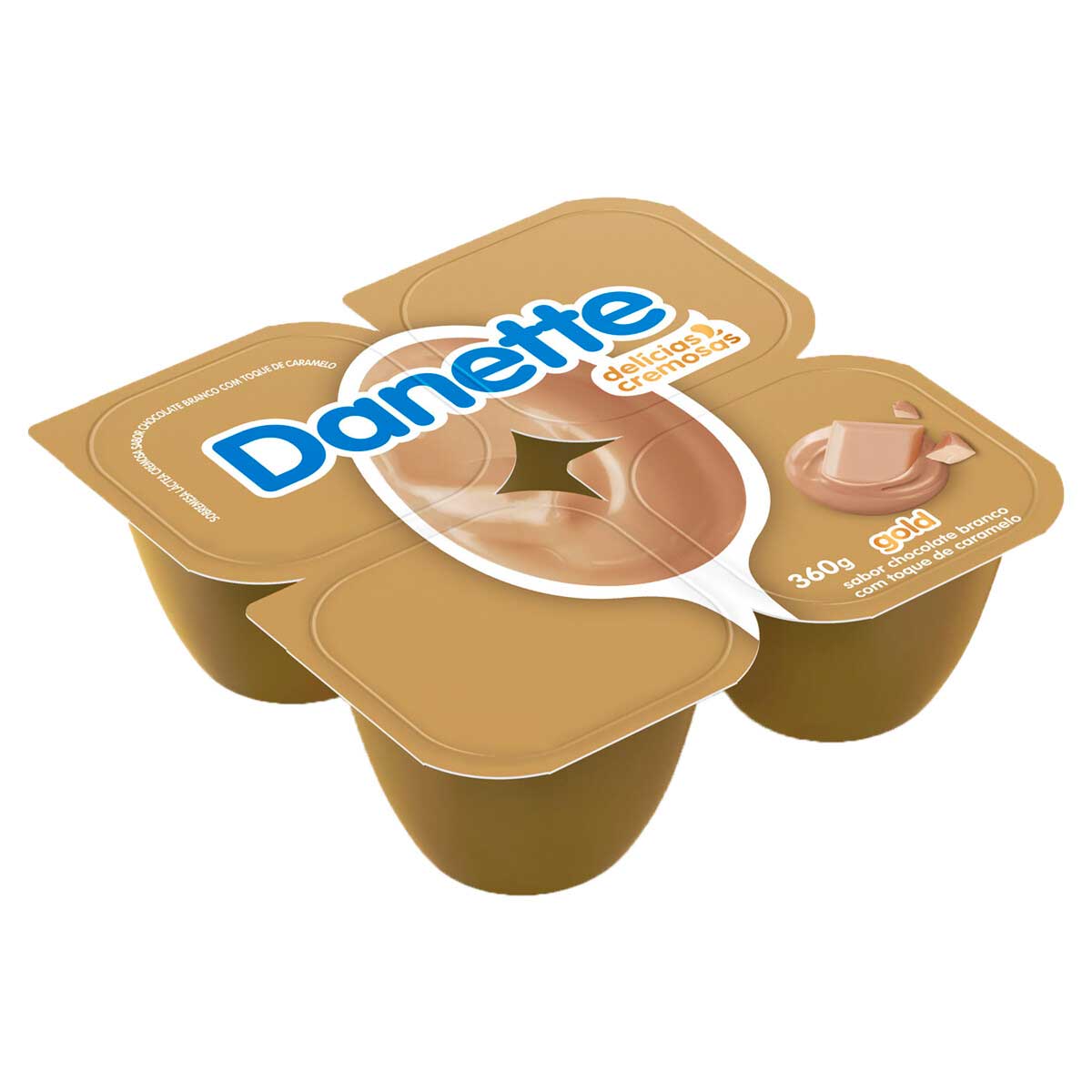 Sobremesa Láctea Gold Chocolate Branco com Toque de Caramelo Danette 360g 4 Unidades