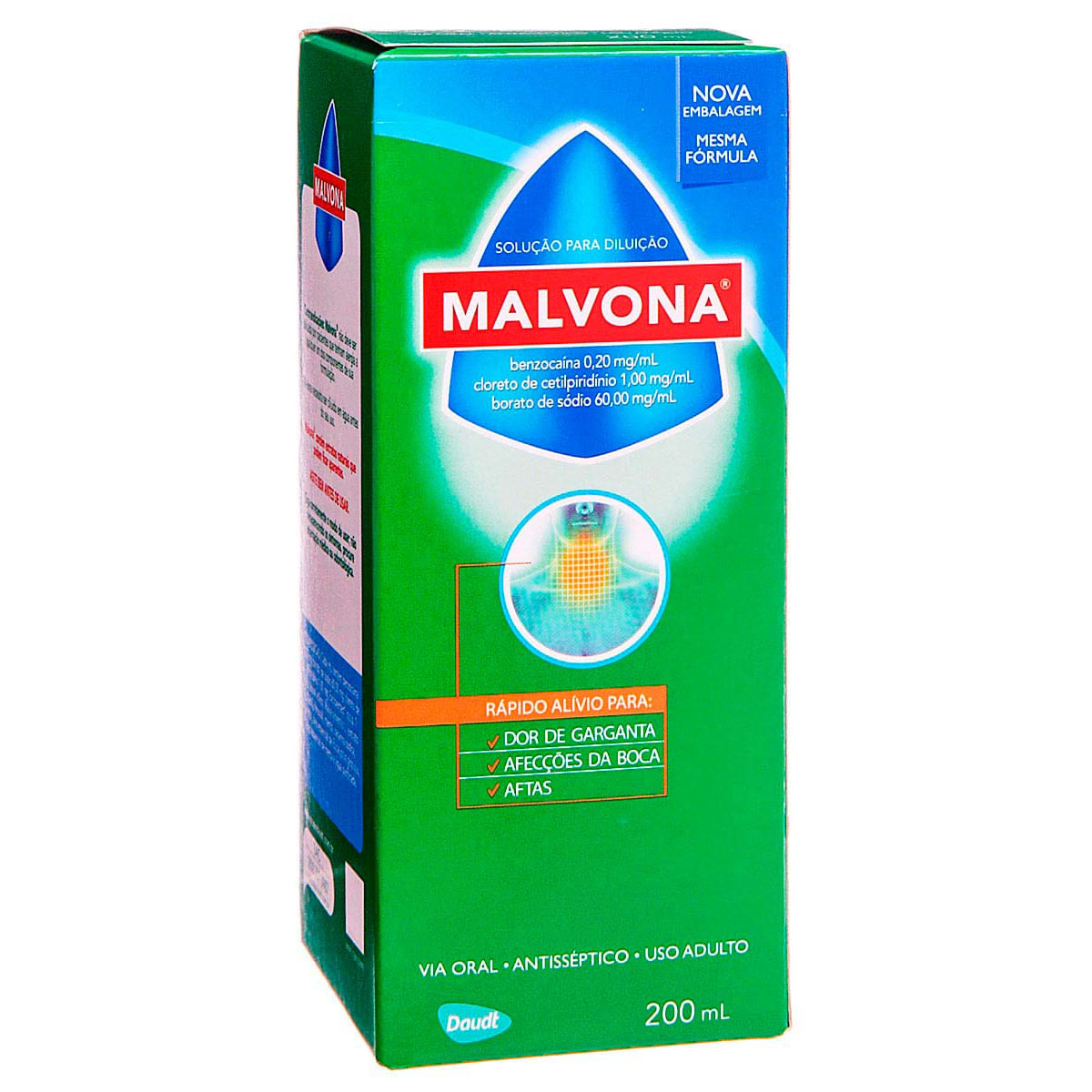 Solução Antisséptica Bucal Malvona 200 ml