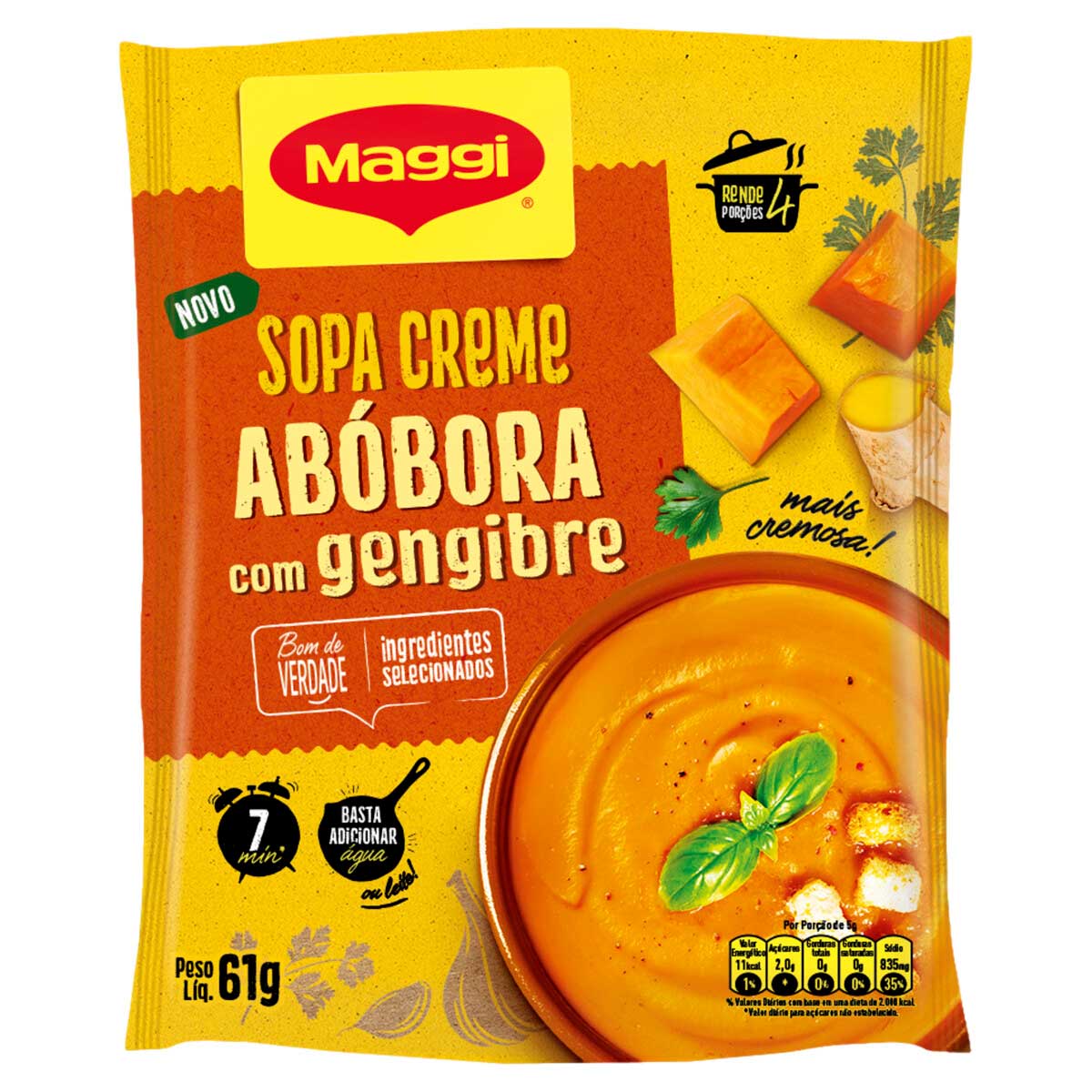 Sopa Creme Pronta Sabor Abóbora com Gengibre Maggi 61g