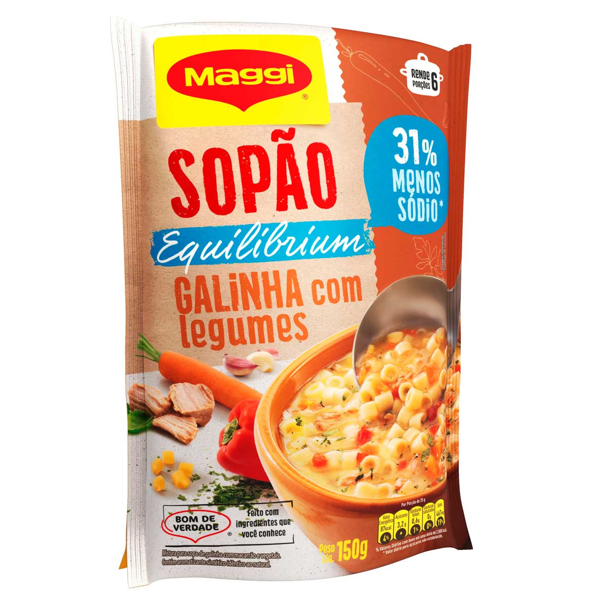 Sopão Galinha com Legumes Maggi Equilibrium Sachê 150 g