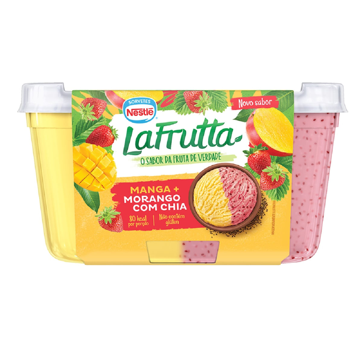 Sorbet Manga e Morango com Chia La Frutta Pote 1 L