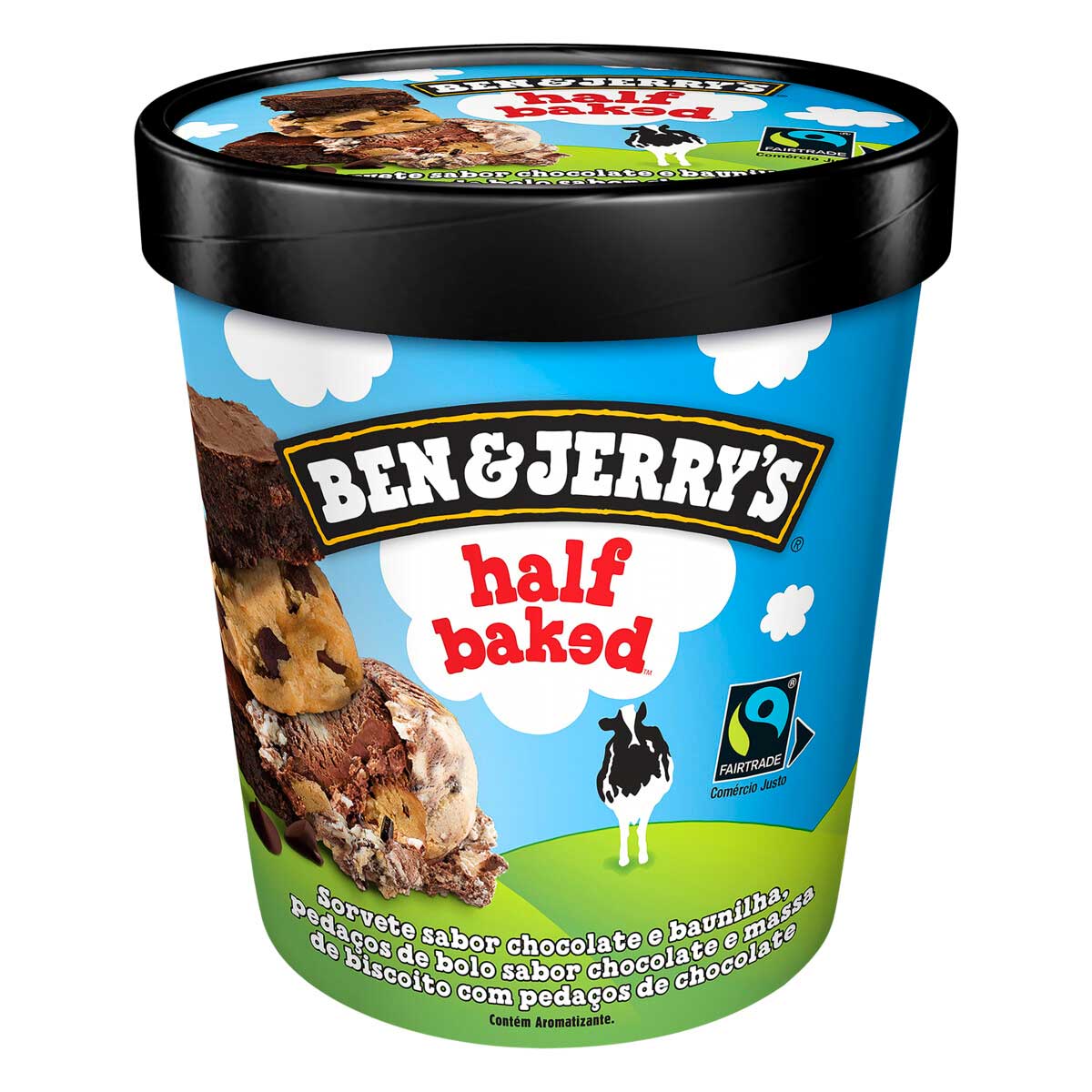 Sorvete Half Baked Sabores Chocolate e Baunilha Ben &amp; Jerry&apos;s 458ml