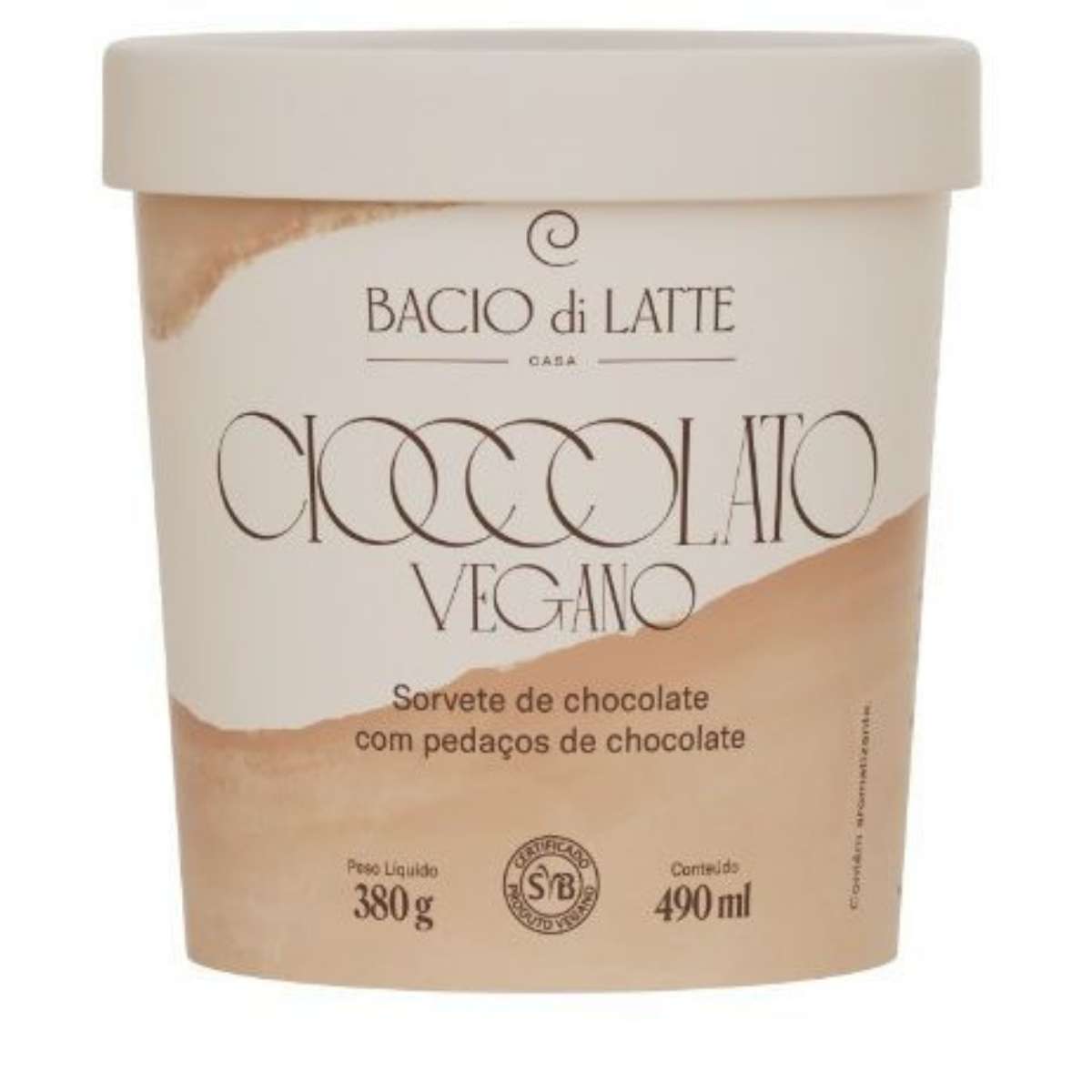 Sorvete Vegano Ciocco Belga Bacio Di Latte 490 ml