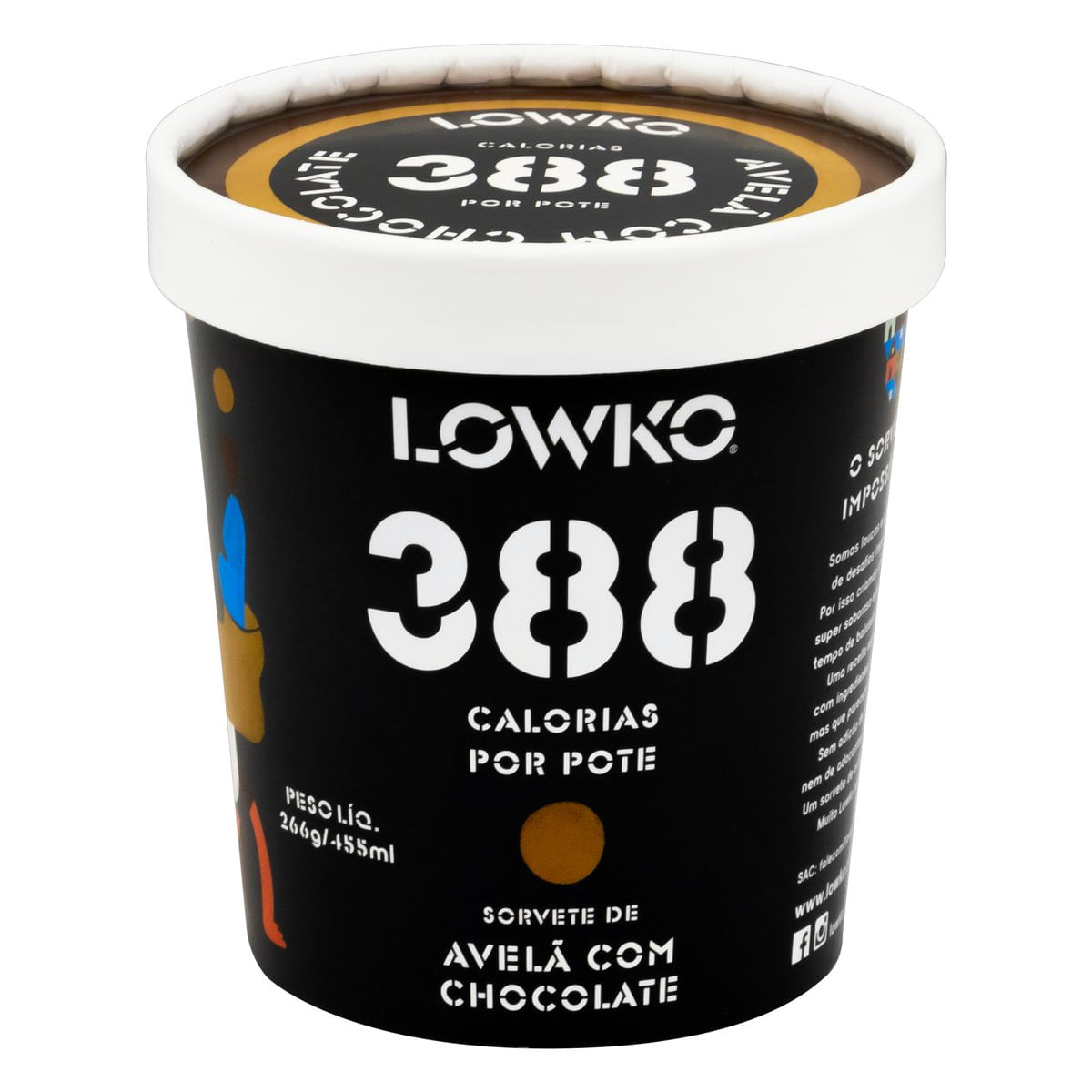 Sorvete Avelã com Chocolate Lowko Pote 455 ml