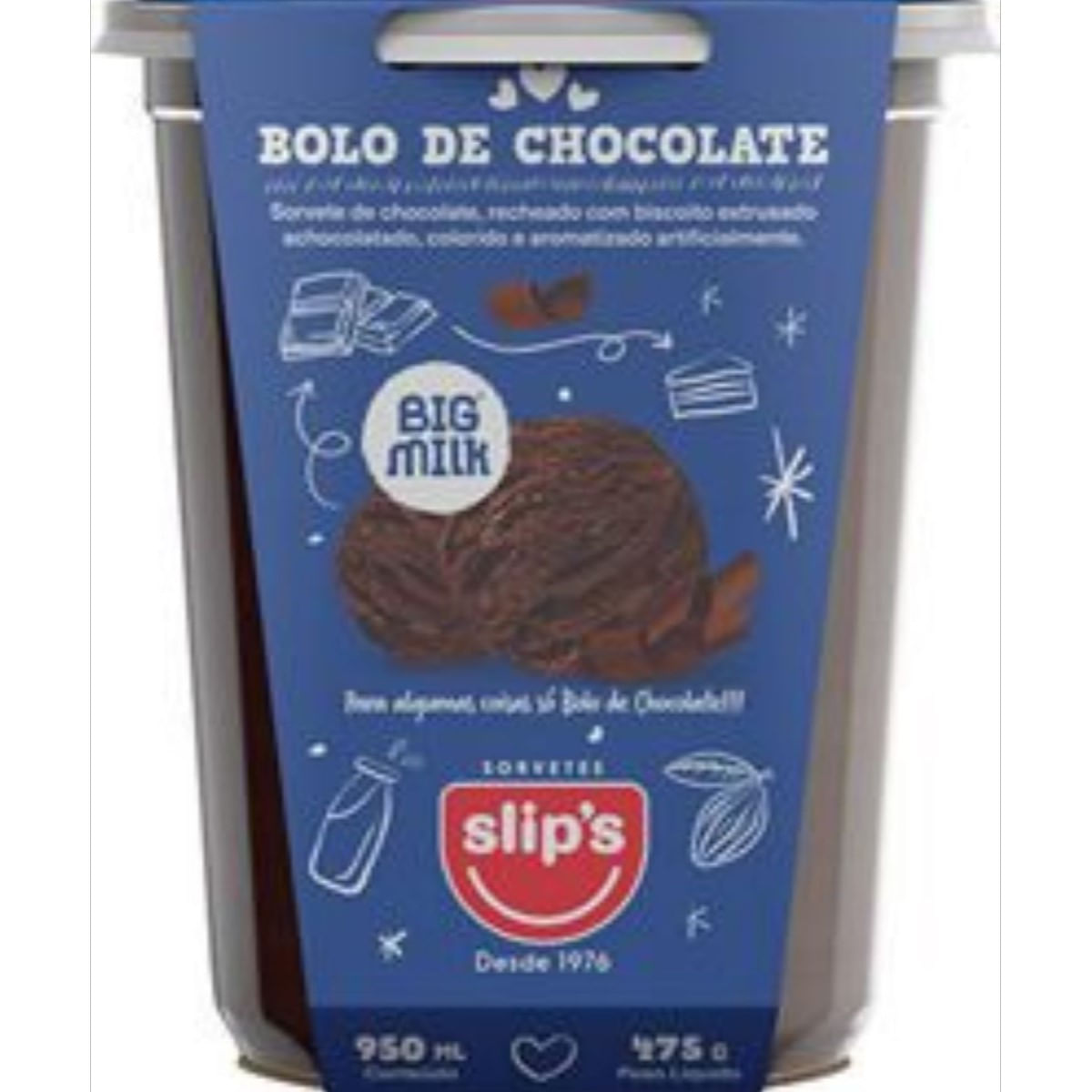 Sorvete Bolo de Chocolate Slips 950 ml