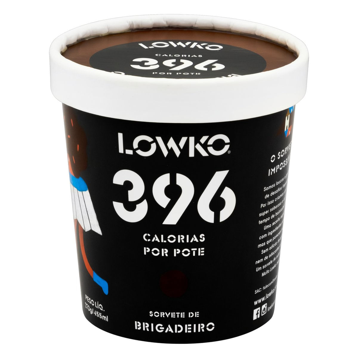 Sorvete Brigadeiro Lowko Pote 455 ml