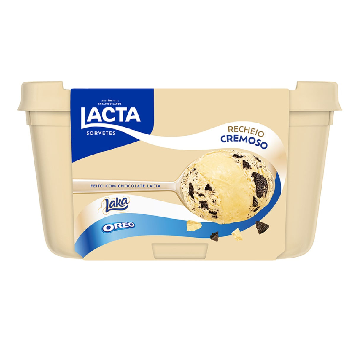 Sorvete Laka e Oreo Lacta Pote 1 L