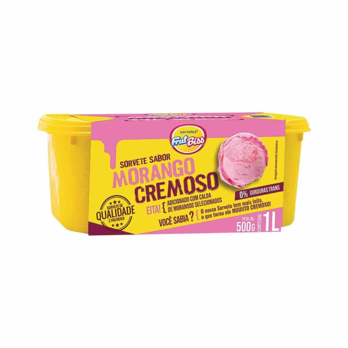 Sorvete Frutbiss Morango Cremoso 1 L