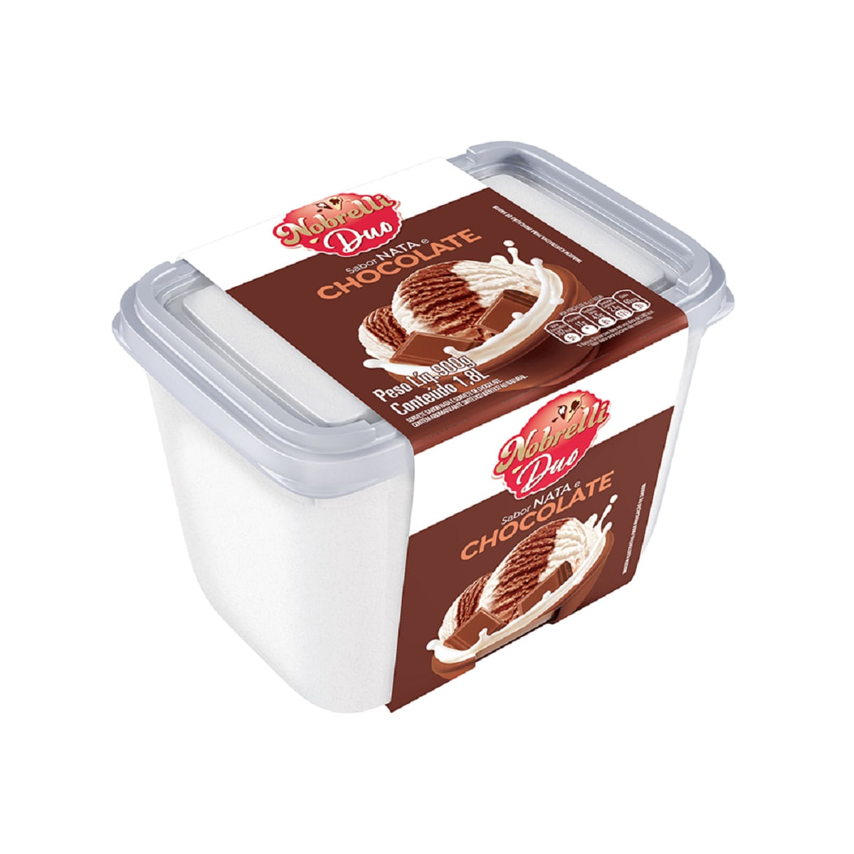 Sorvete Nata e Chocolate Nobrelli Duo Pote 1,8 L