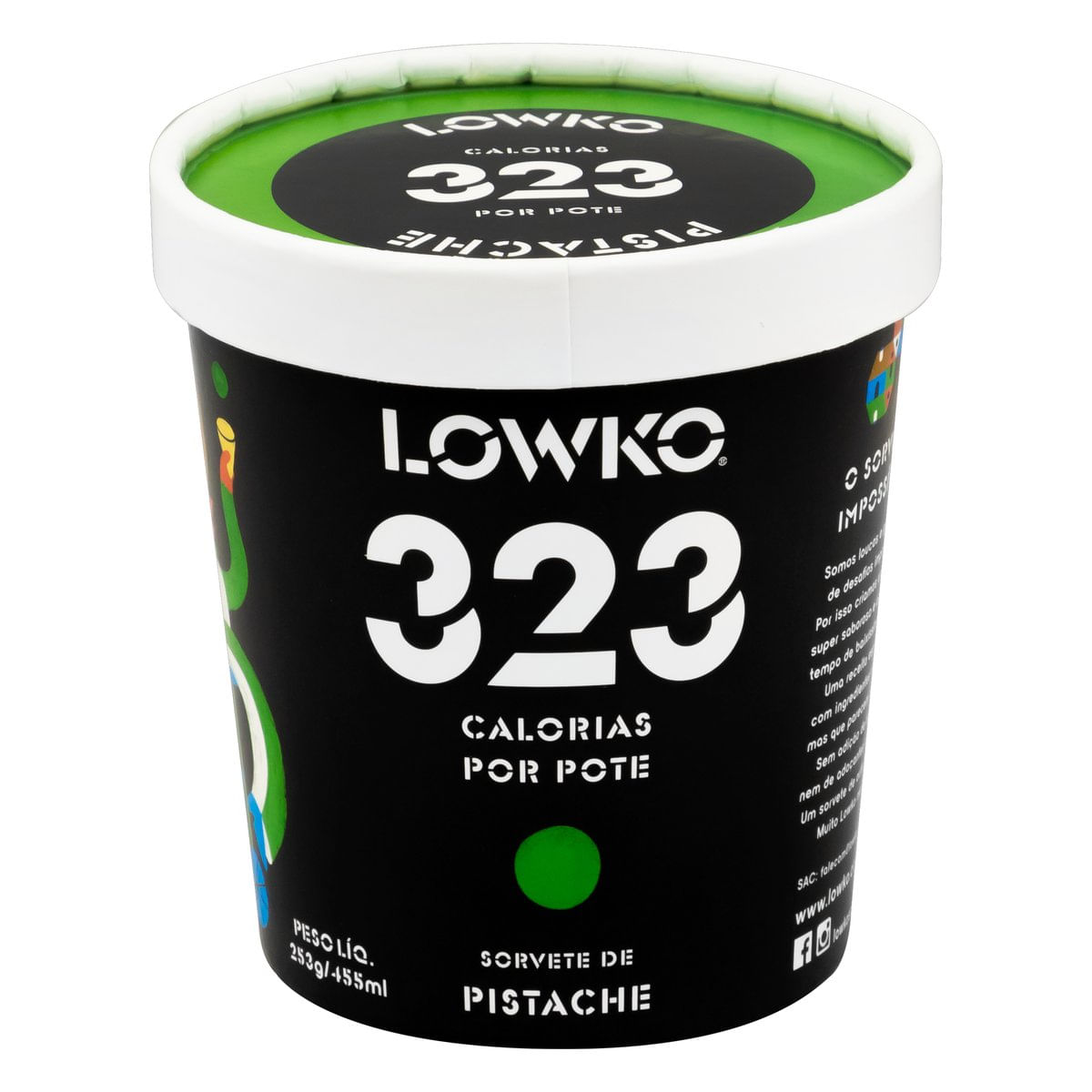 Sorvete Pistache Lowko Pote 455 ml