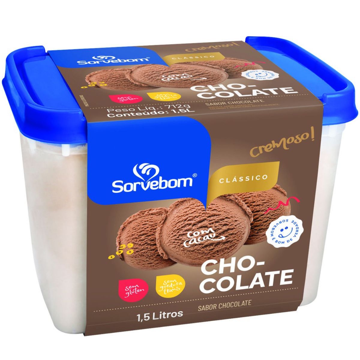 Sorvete Sorvebom Chocolate Pote 1,5 L