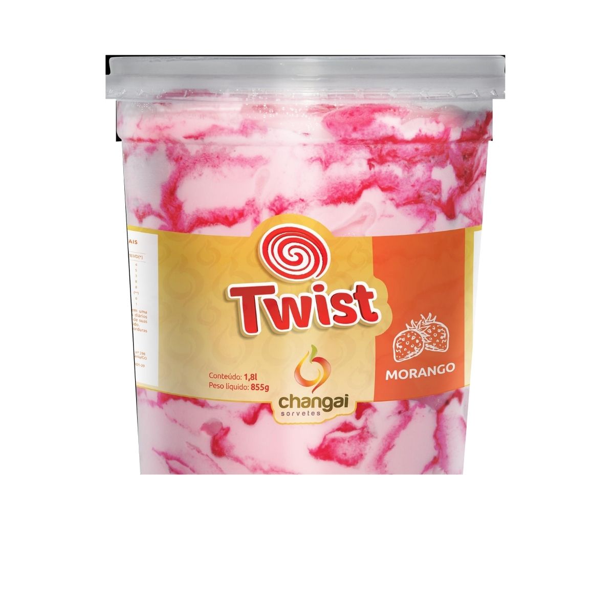 Sorvete Twist Morango Pote 1,8 L