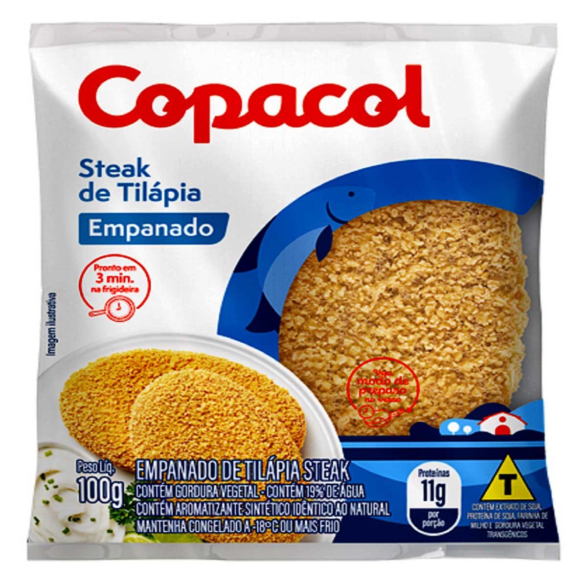 Steak de Peixe Empanado Congelado Copacol 100g