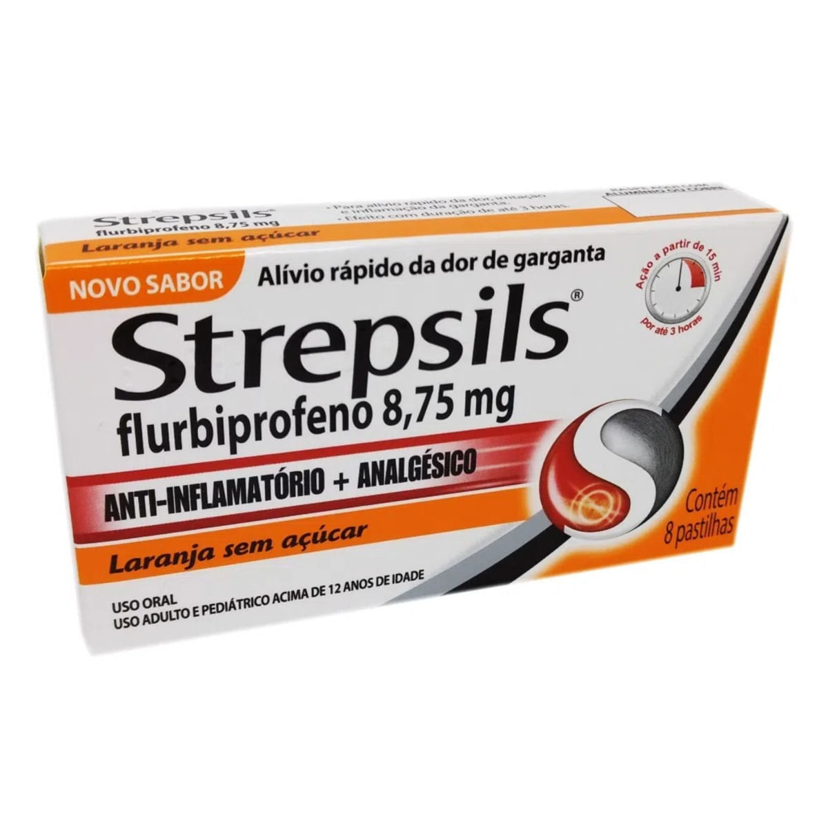 Strepsils Laranja Zero Açúcar 8 Pastilhas