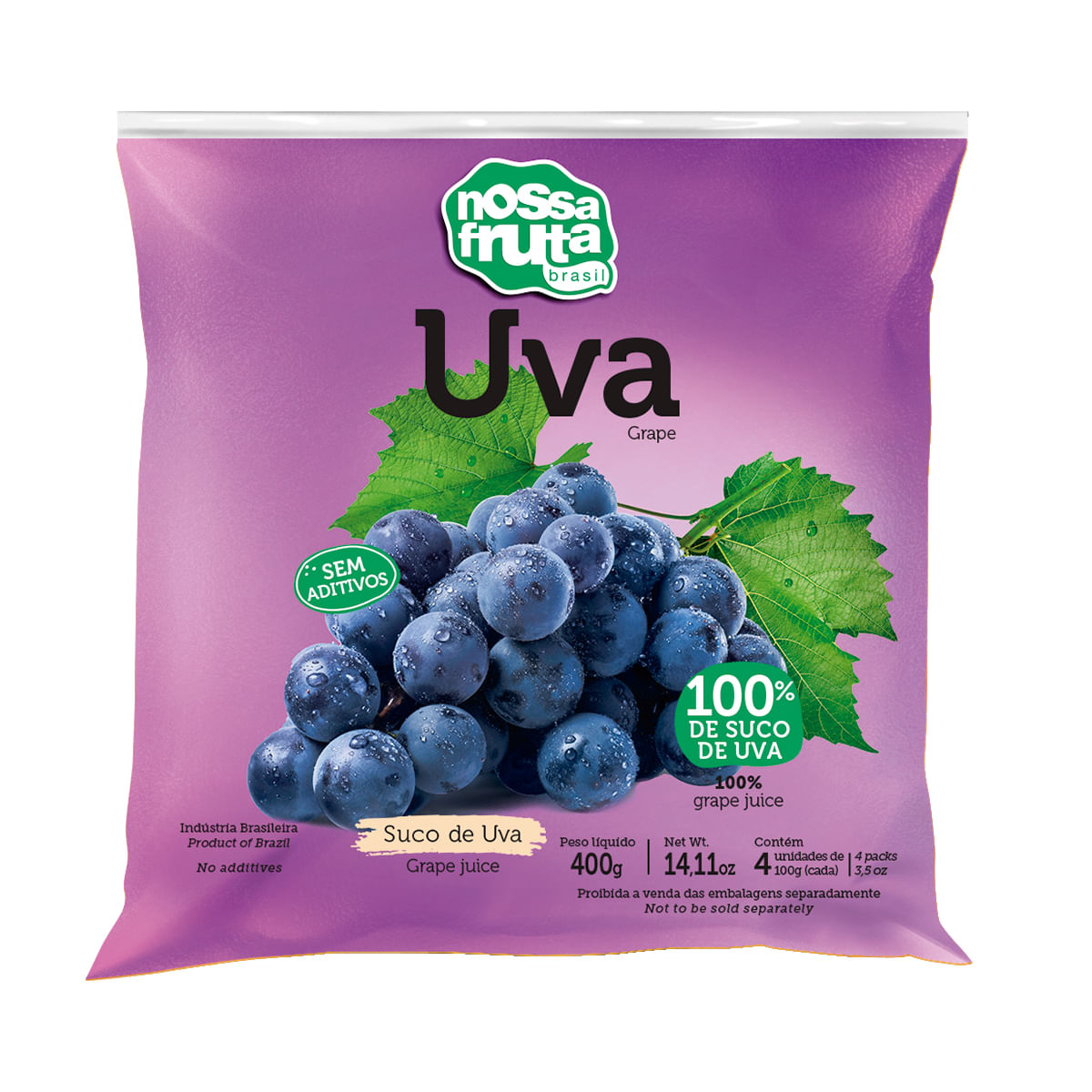 Suco Congelado de Uva Nossa Fruta Brasil 400 g