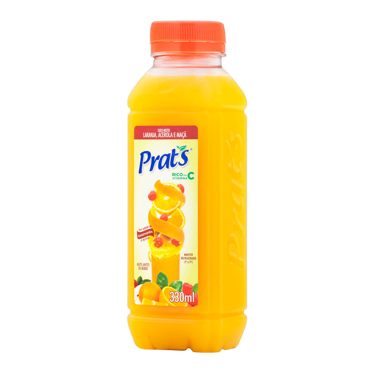 Suco de Laranja Acerola e Maçã Prat&apos;s Garrafa 330 ml