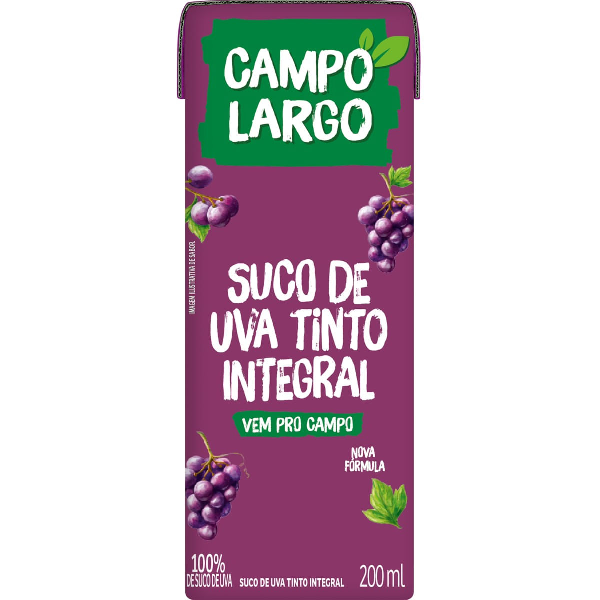 Suco Integral de Uva Campo Largo Caixa 200ml