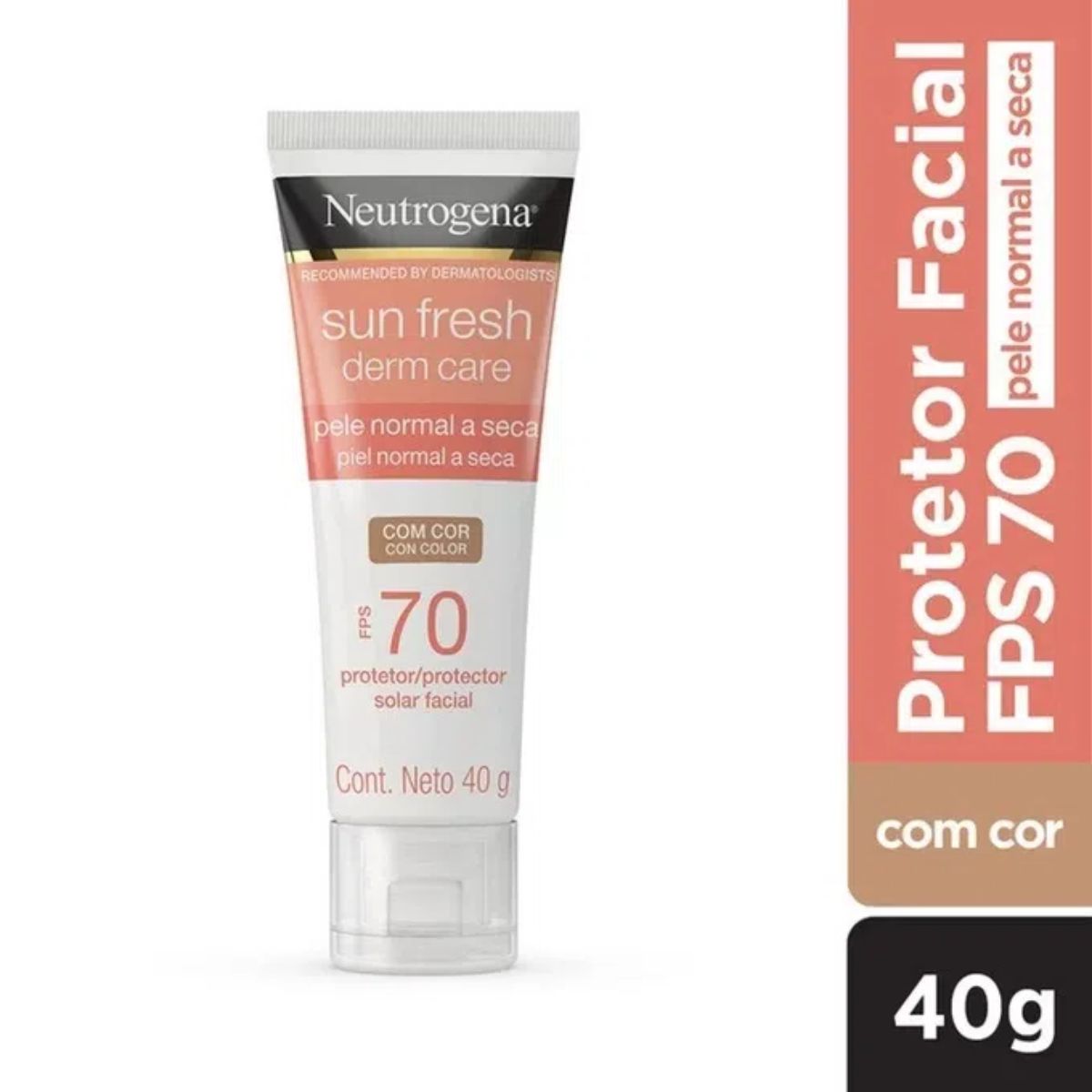 Protetor Solar Facial Neutrogena Sun Fresh Derm Care Dry Skin Com Cor Fps 70 Com 40g