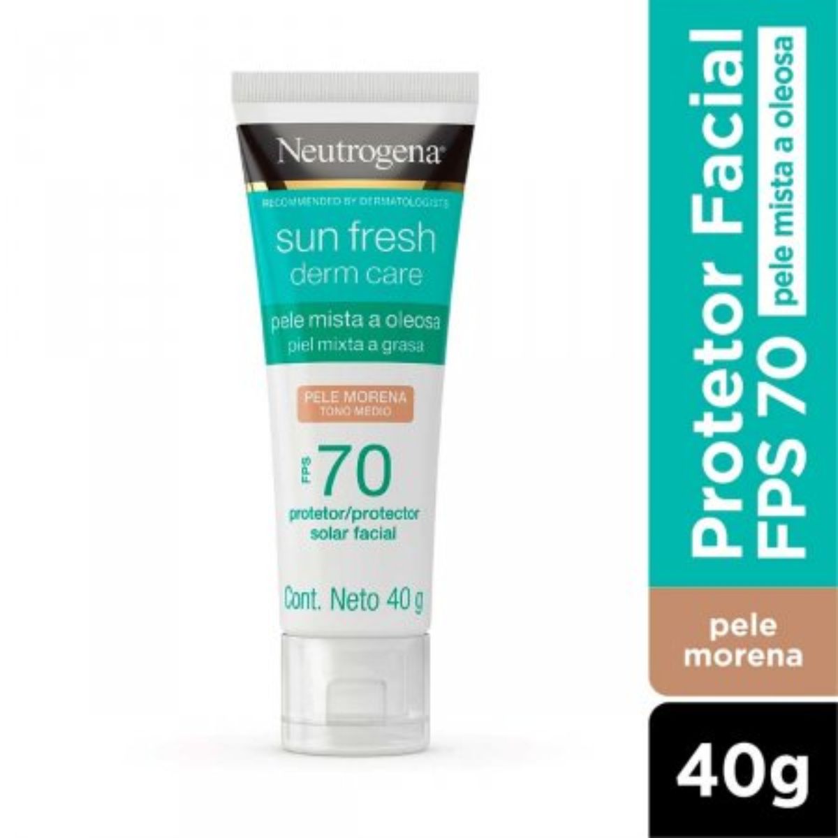 Protetor Solar Facial Neutrogena Sun Fresh Derm Care Pele Morena FPS 70 Com 40g