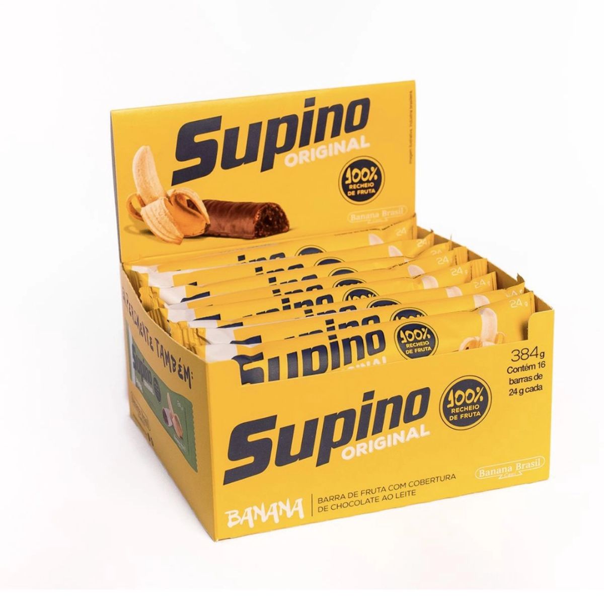 Barras de Banana Com Cobertura de Chocolate Supino Original Com 24g Cada