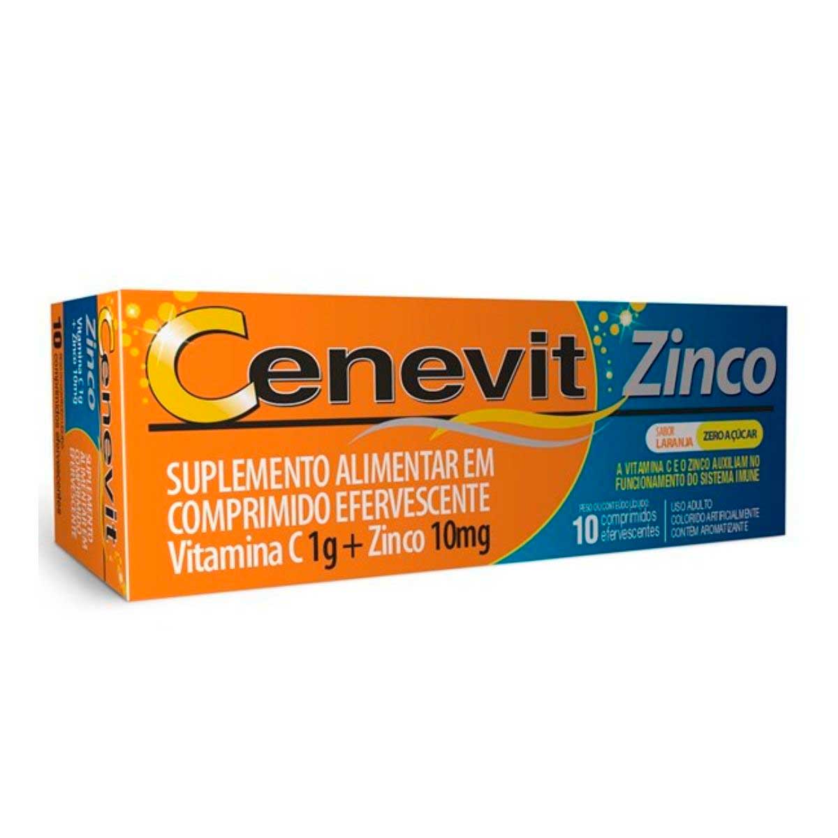 Suplemento Alimentar Cenevit Zinco 1g com 10 Comprimidos Efervescentes