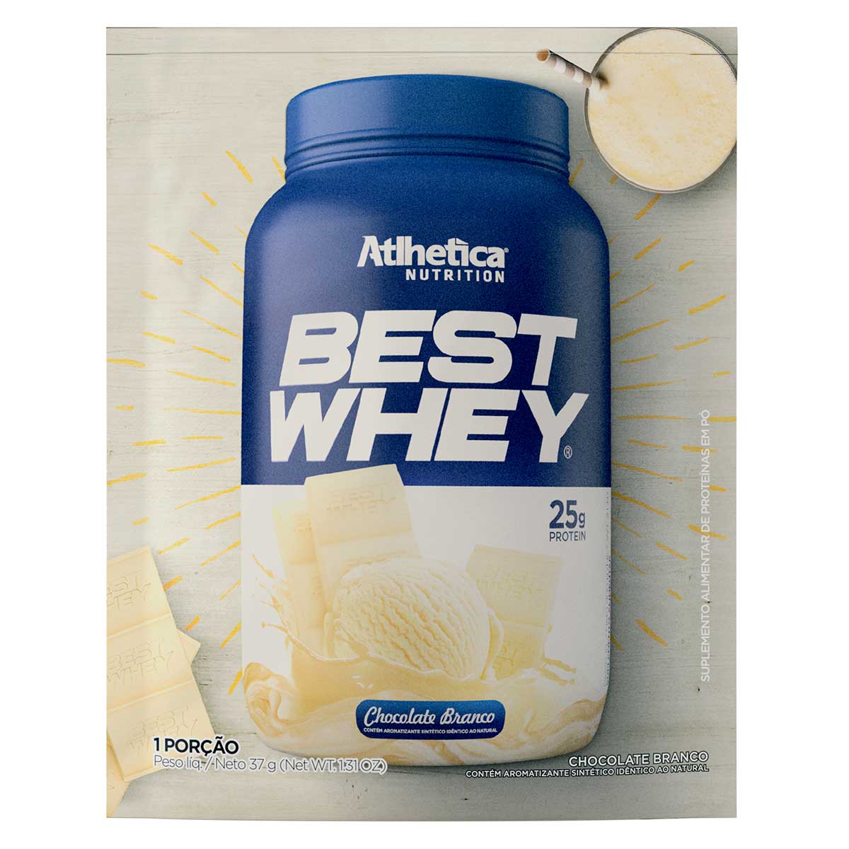 Suplemento Best Whey Protein Chocolate Branco Atlhetica Nutrition 1 Unidade 37g