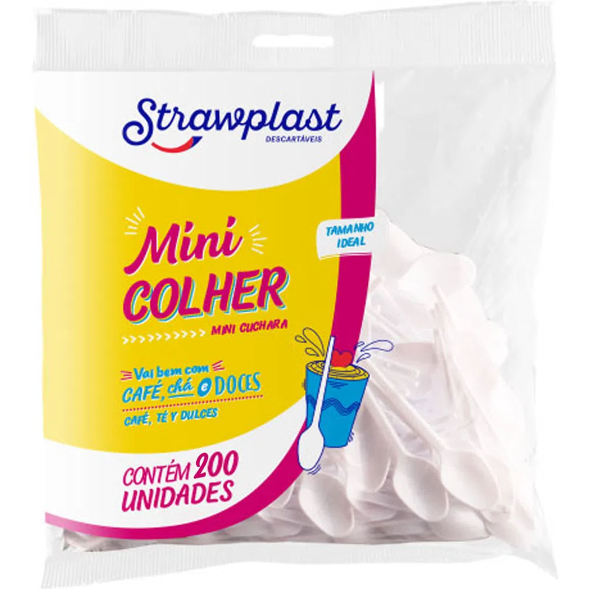 Talher Descartável Colher Café Strawplast 200 Unidades