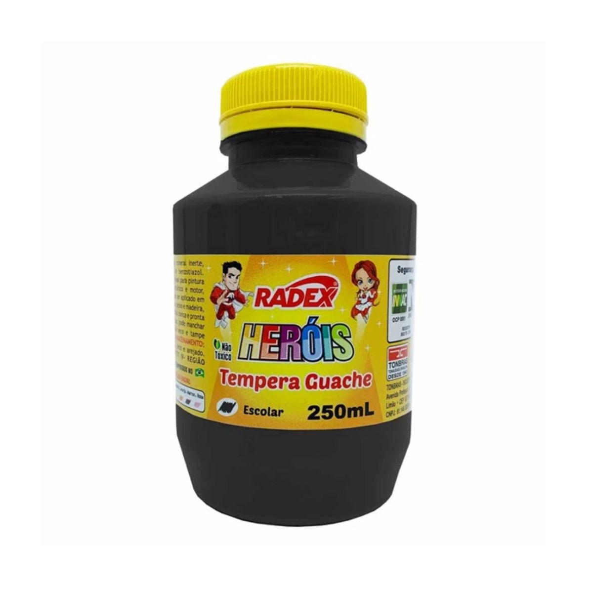 Tinta Guache Escolar Rades Preto 250 ml