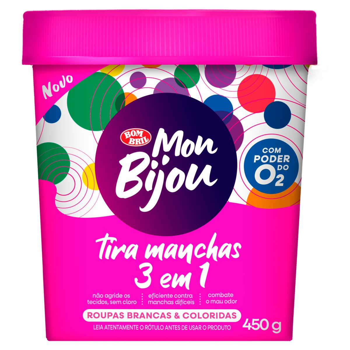 Tira-Manchas Pó Roupas Brancas e Coloridas Mon Bijou 450g