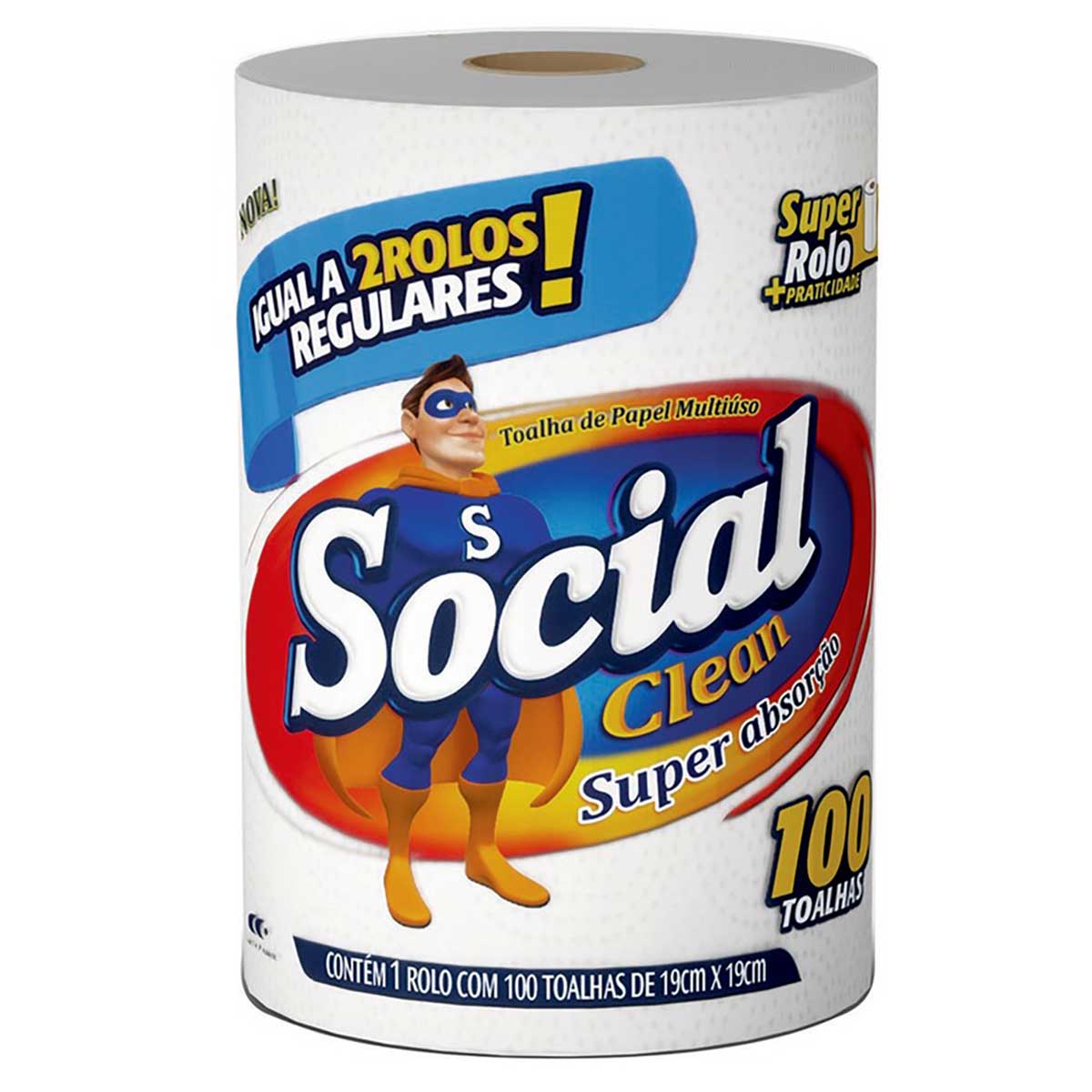 Toalha De Papel Social Clean Rolo 100 Folhas