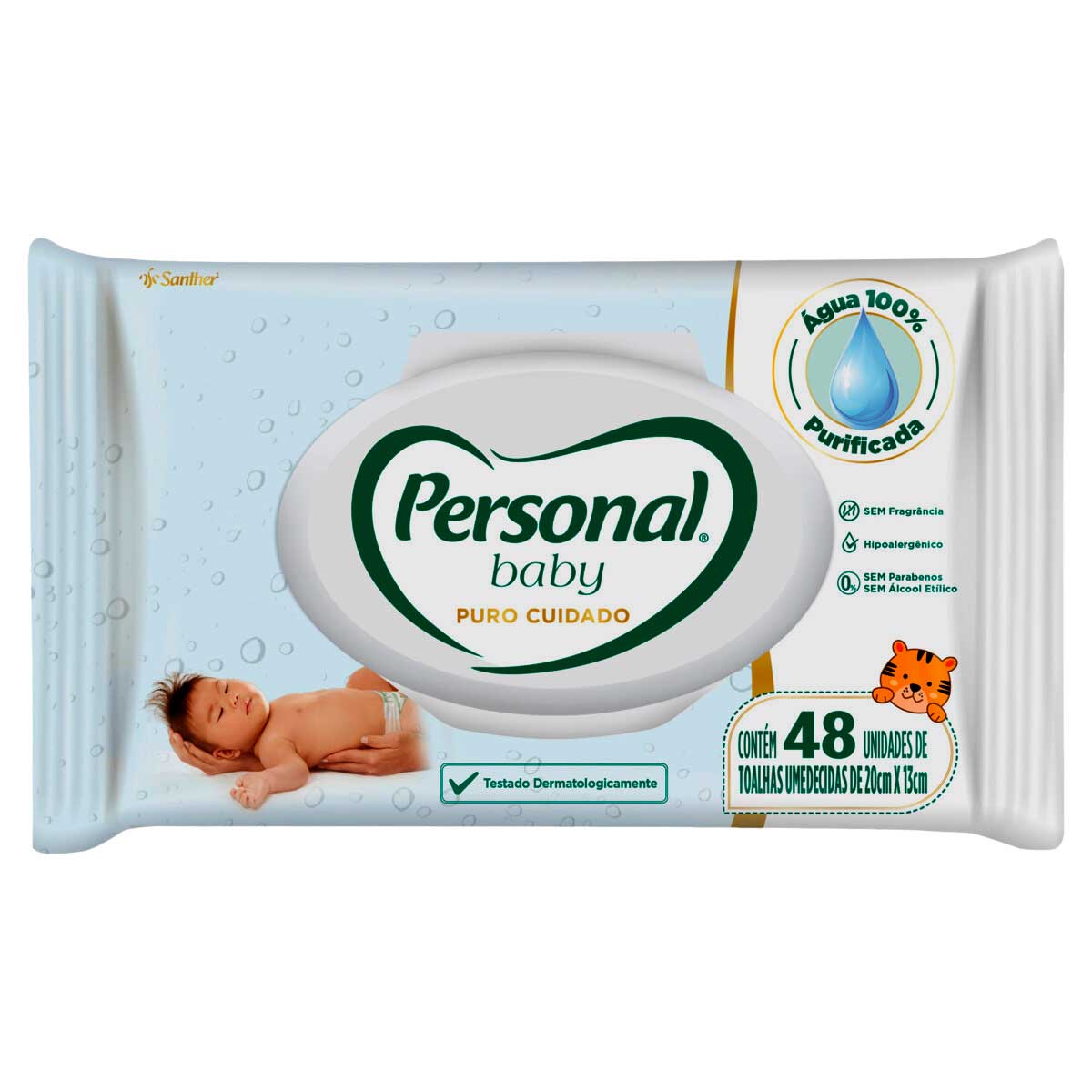 Lenço Umedecido Personal Baby Puro Cuidado sem Perfume 48 Lenços