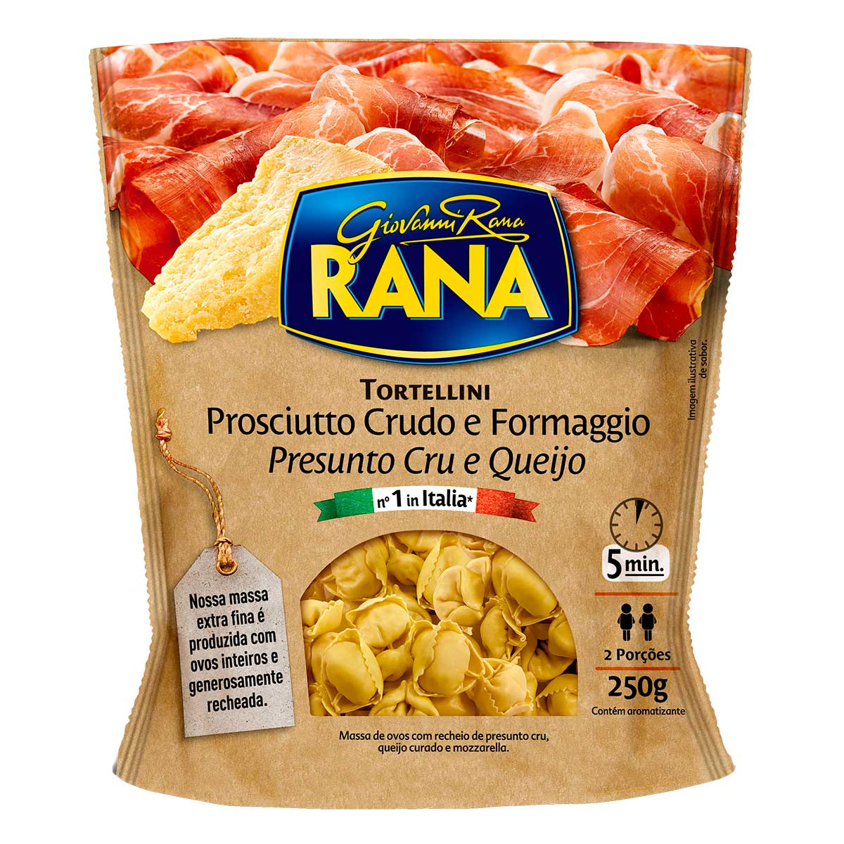 Tortellini com Recheio de Presunto Cru e Queijo Rana 250g