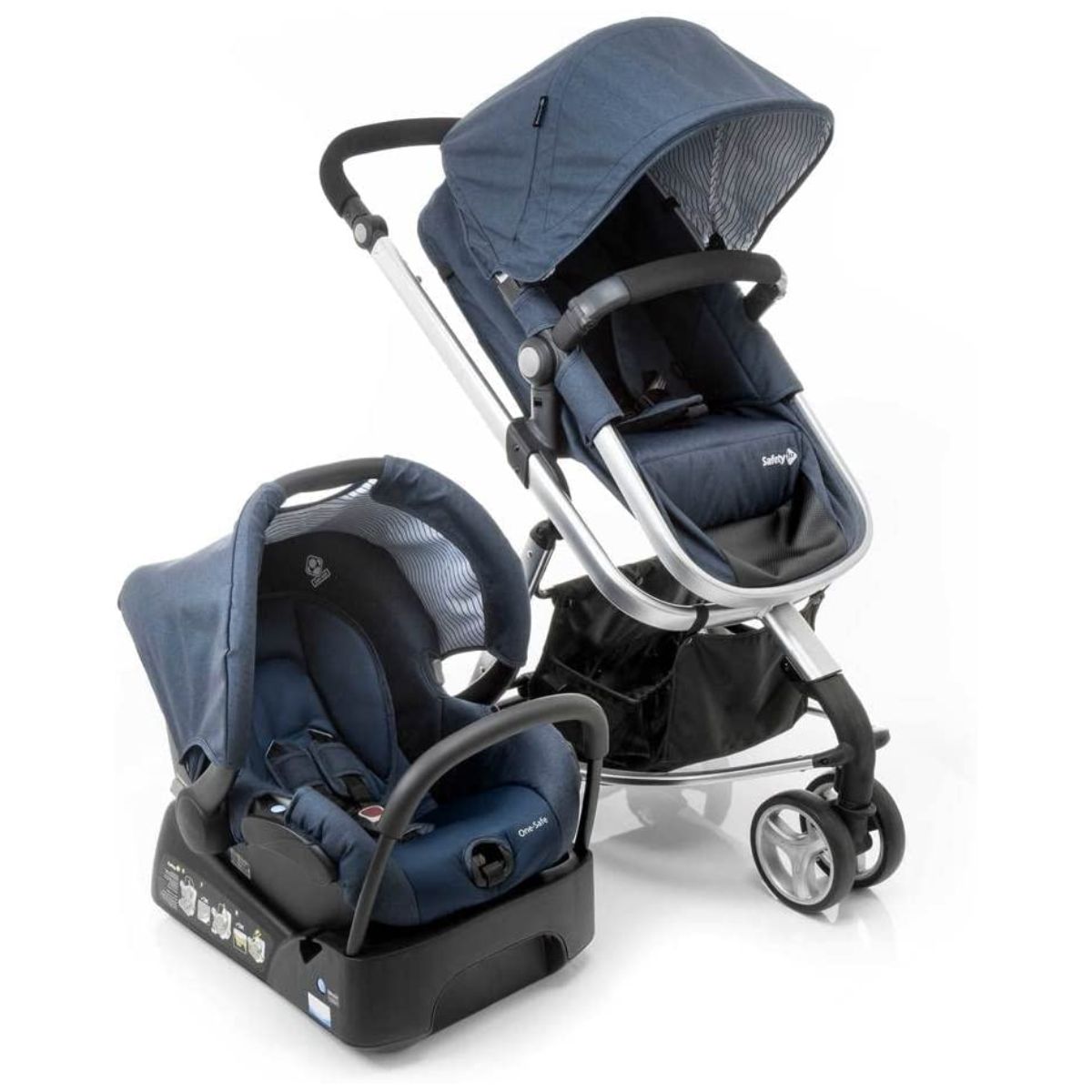 Carrinho de Bebê Travel System Safety1st Mobi 3 Rodas 4 Posições até 15 kg Azul