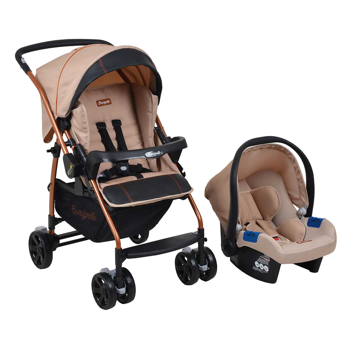 Carrinho de Bebê Passeio Burigotto 6 Rodas 4 Posições Suporta Crianças de Até 15Kg Travel System Rio Rosa