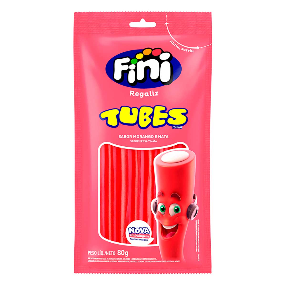 Tubes Fini Morango Brilho 80g