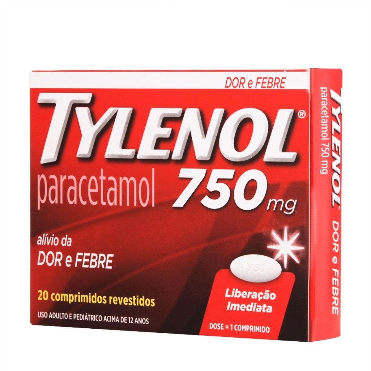 Tylenol 750 mg com 20 Comprimidos