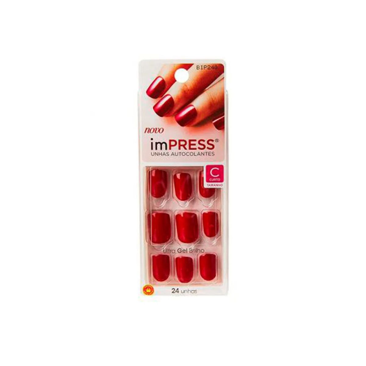 Unhas postiças Impress Tweetheart color curto com 24 unidades