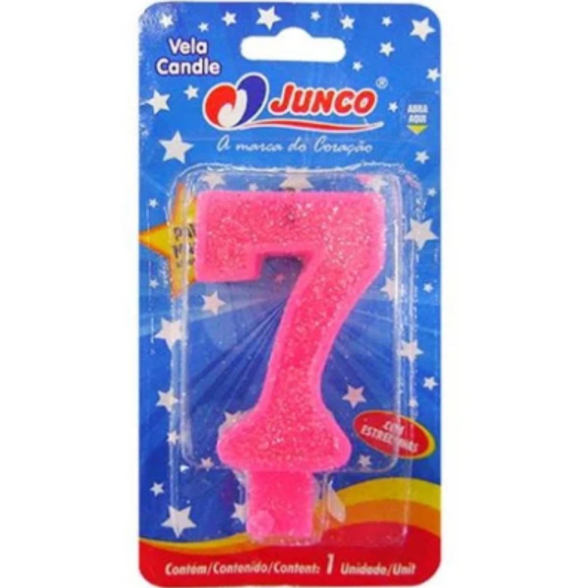 Vela De Aniversário  Número 7 Rosa Junco