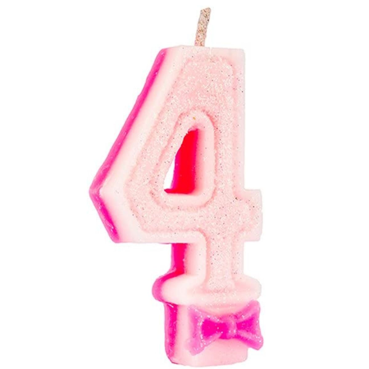 Vela para Bolo de Aniversário Nº 4 Rosa C/ Glitter Regina