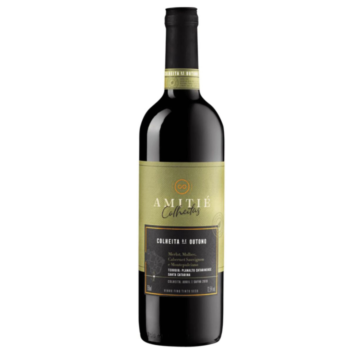 Vinho Tinto Blend Seco Amittié Colheita de Outono Safra 2019 Merlot Cabernet Sauvignon 750ml