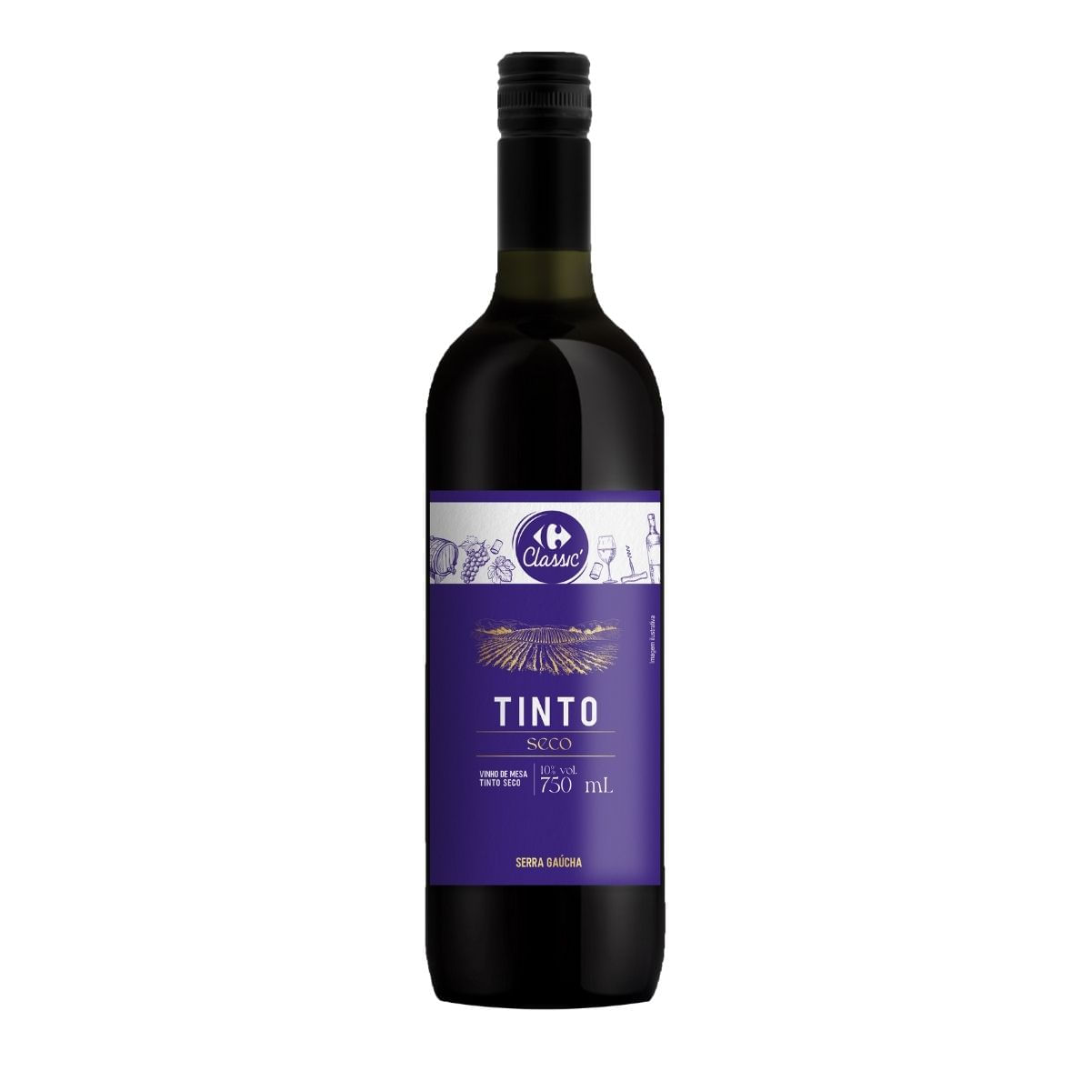 Vinho Tinto Integral de Mesa Seco Classic Carrefour 750 ml